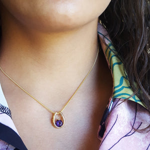 Horseshoe Arizona Amethyst Pendant in 14k Yellow Gold