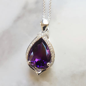 "Darlene" 14k White Gold Arizona Amethyst Pendant