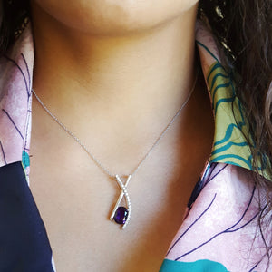 "Harlow" 14k White Gold AZ Amethyst Pendant