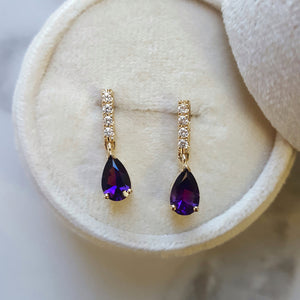 "Linnea" 14k Yellow Gold AZ Amethyst Earrings